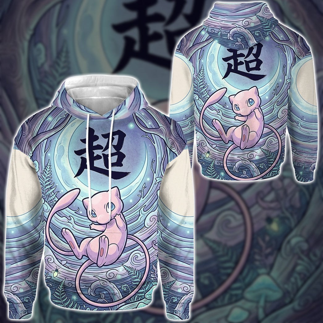 Anime PKM Mew Japanese Kanji Aesthetic All Over Printed Sweatshirt Hoodie Zip Hoodie T-Shirt