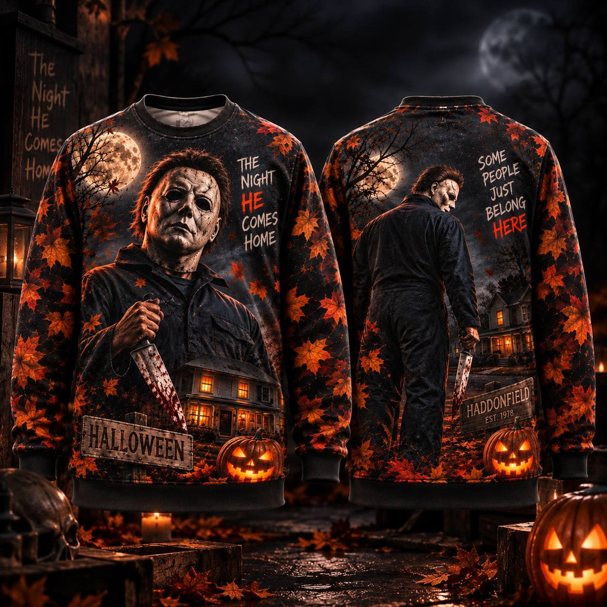 Halloween Michael Myers AOP T-Shirt Sweatshirt Hoodie