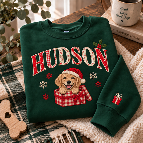 Personalized Christmas Dog Photo & Name Sweatshirt