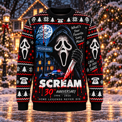 Scream 30th Anniversary Knit-Effect Ugly Christmas Sweatshirt