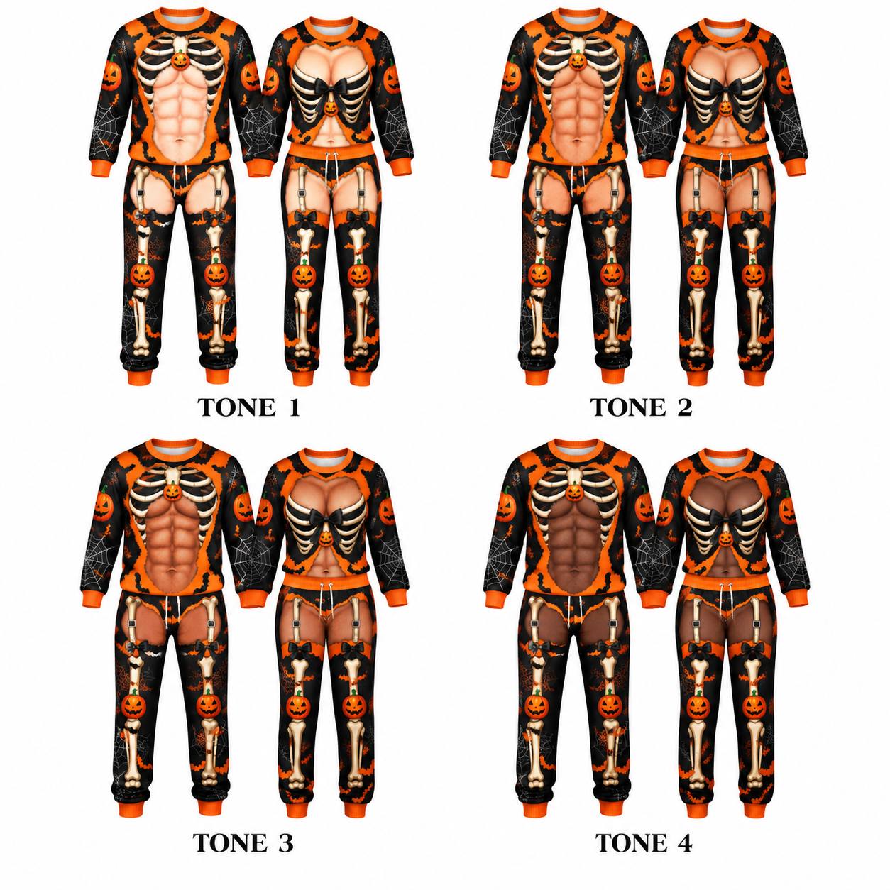 Halloween Funny Mr & Mrs Skeleton Sweatshirt And Sweatpants Set