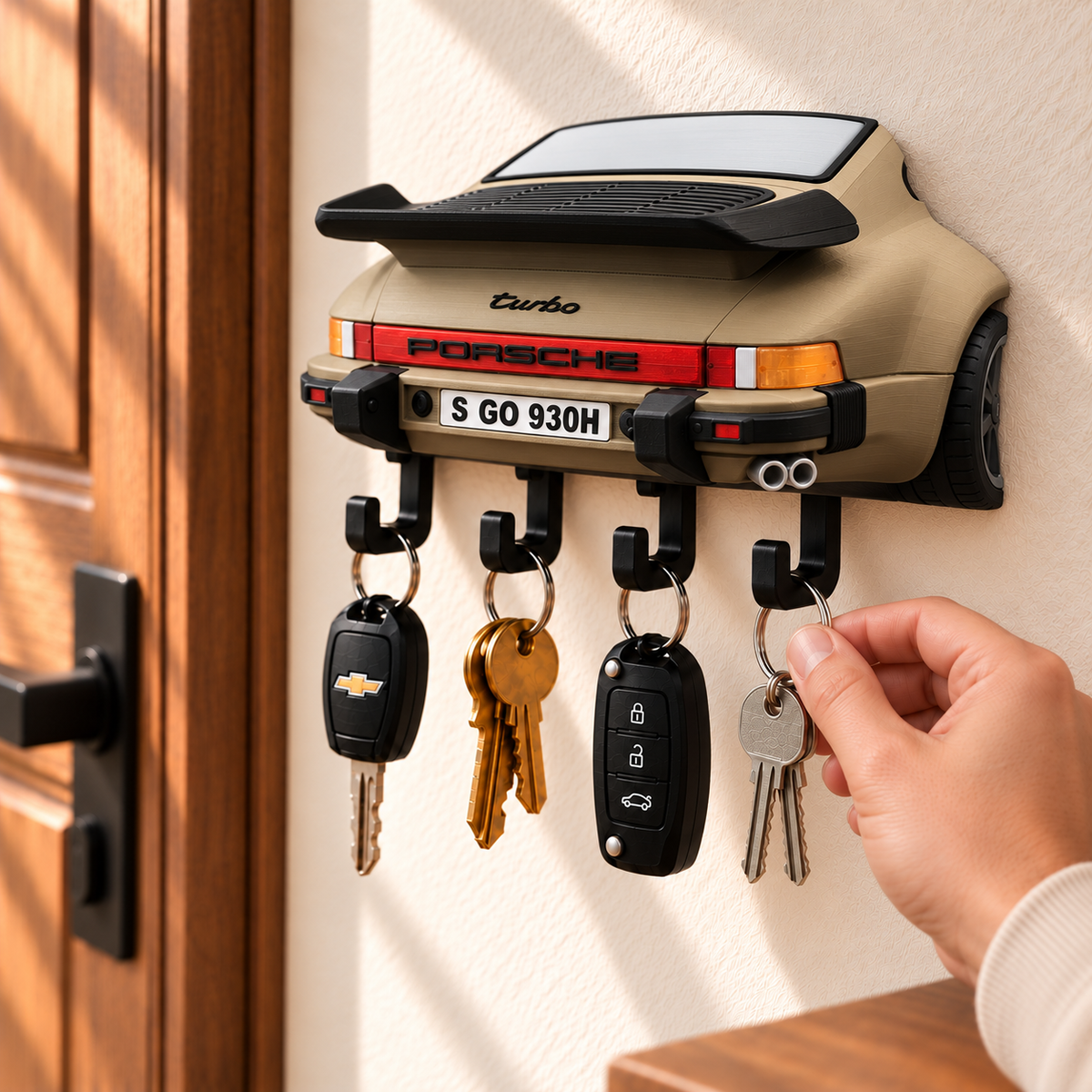 Porsche 911 Key Holder, Back to the Future Inspired Wall Key Rack, 3D Printed Car Key Holder