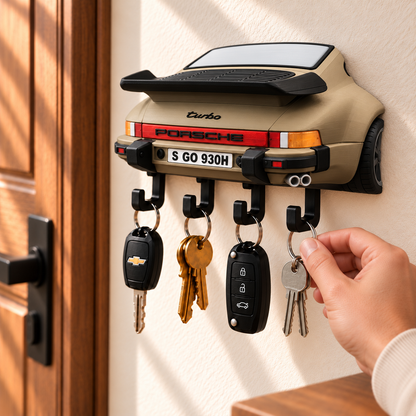 Porsche 911 Key Holder, Back to the Future Inspired Wall Key Rack, 3D Printed Car Key Holder