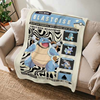 PKM Blastoise Evolution Retro Fleece Blanket