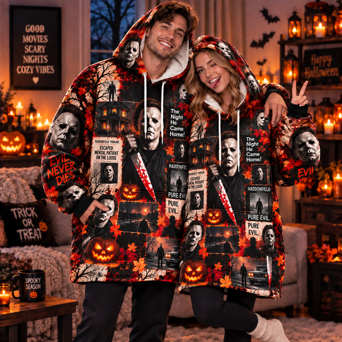 Halloween Michael Myers AOP Blanket Hoodie