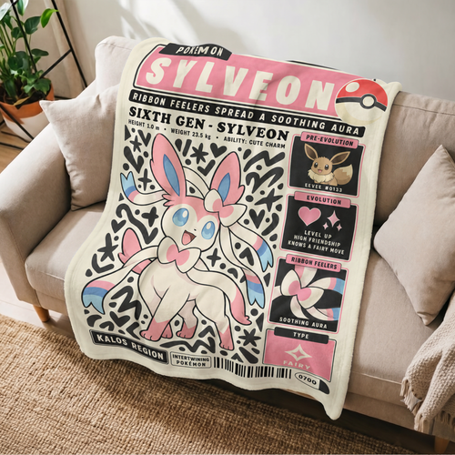 PKM Sylveon Evolution Retro Fleece Blanket