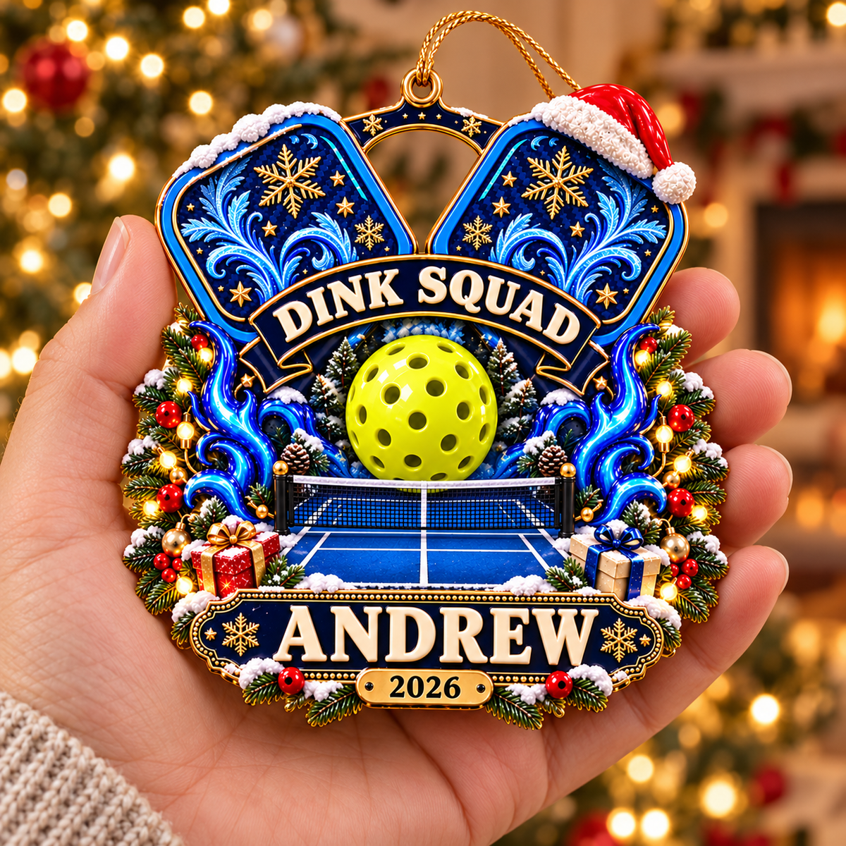 Personalized Custom Pickleball Team Acrylic Ornament – Custom Name Holiday Gift