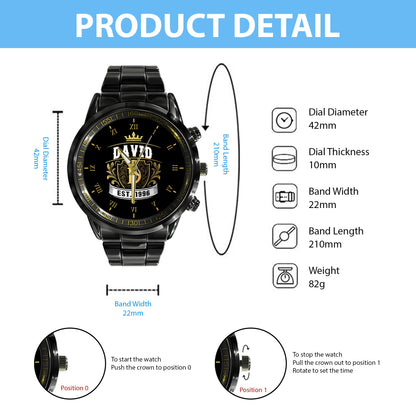 Personalized Name EST Watch for Him Dad Boyfriend