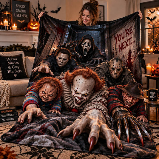 Halloween Horror Movie Characters Custom Fleece Blanket