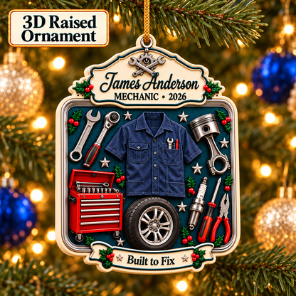 Personalized 3D Raised Acrylic Mechanic Custom Name Ornament