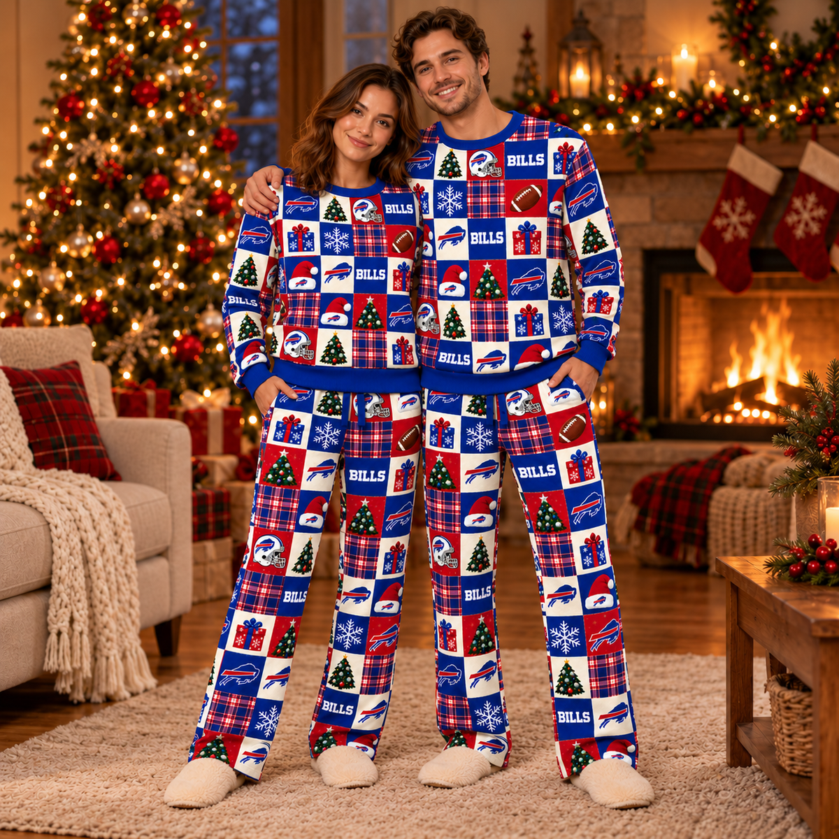 Personalized Bills Christmas Sweatshirt and Lounge Pants