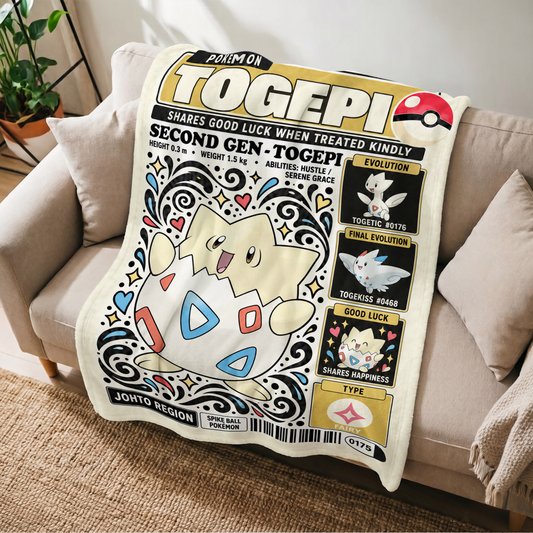 PKM Togepi Evolution Retro Fleece Blanket