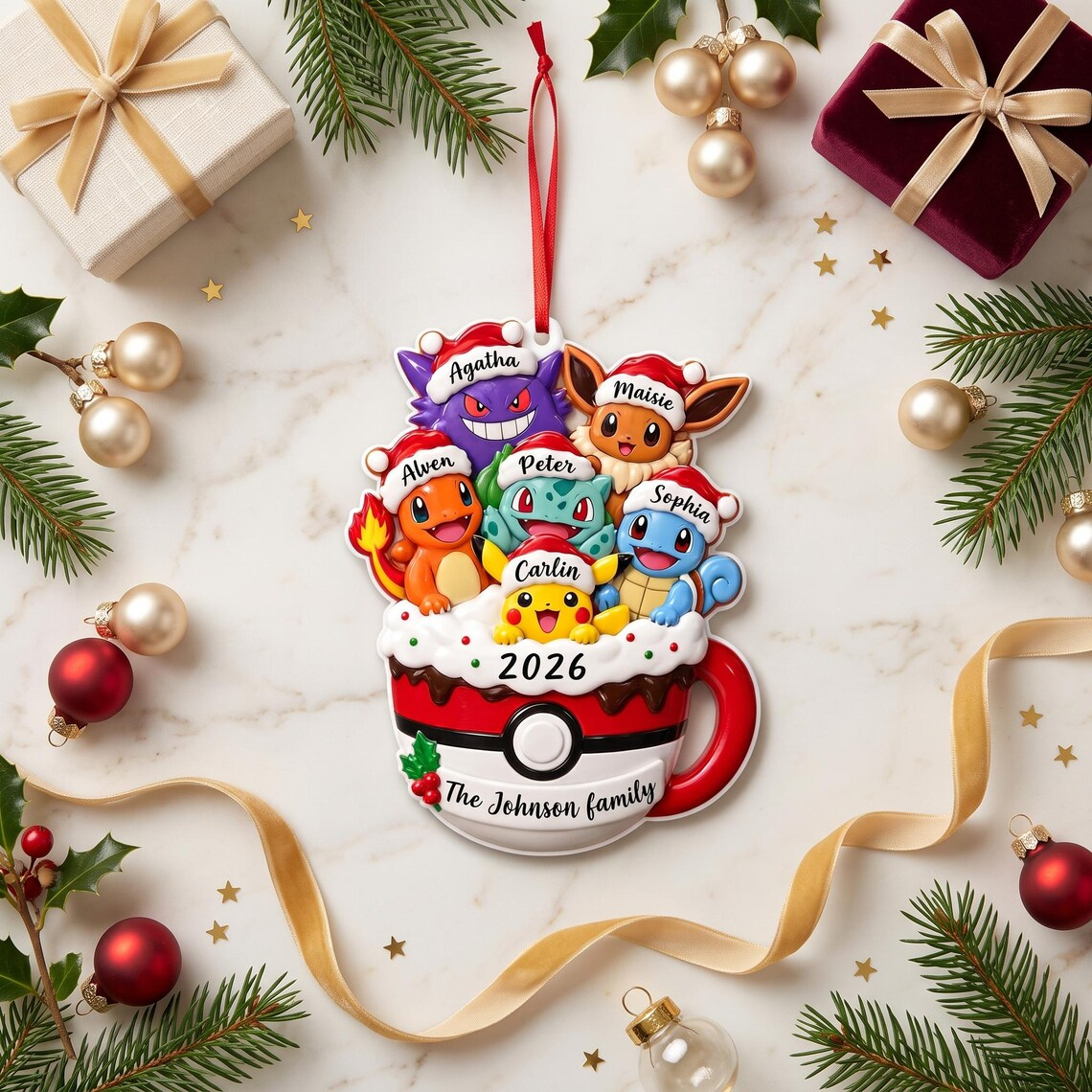Personalized PKM Custom Name 2D Flat Acrylic Ornament