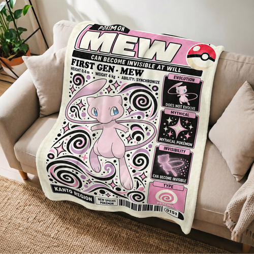 PKM Mew Evolution Retro Fleece Blanket