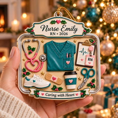 Personalized 3D Raised Acrylic Nurse Custom Name Ornament