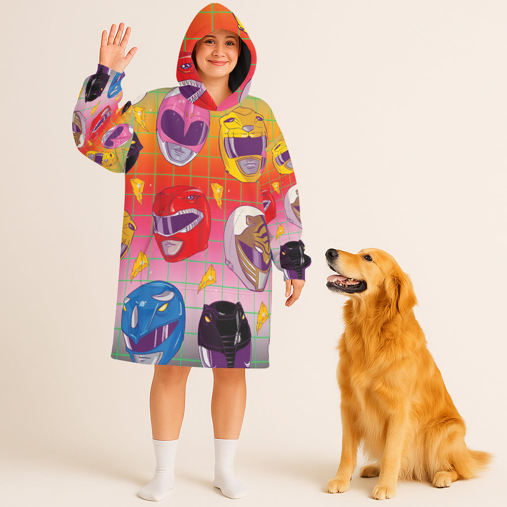 Mighty Morphin Power Rangers Helmet Seamless Pattern Custom Blanket Hoodie