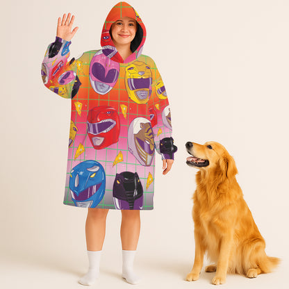 Mighty Morphin Power Rangers Helmet Seamless Pattern Custom Blanket Hoodie