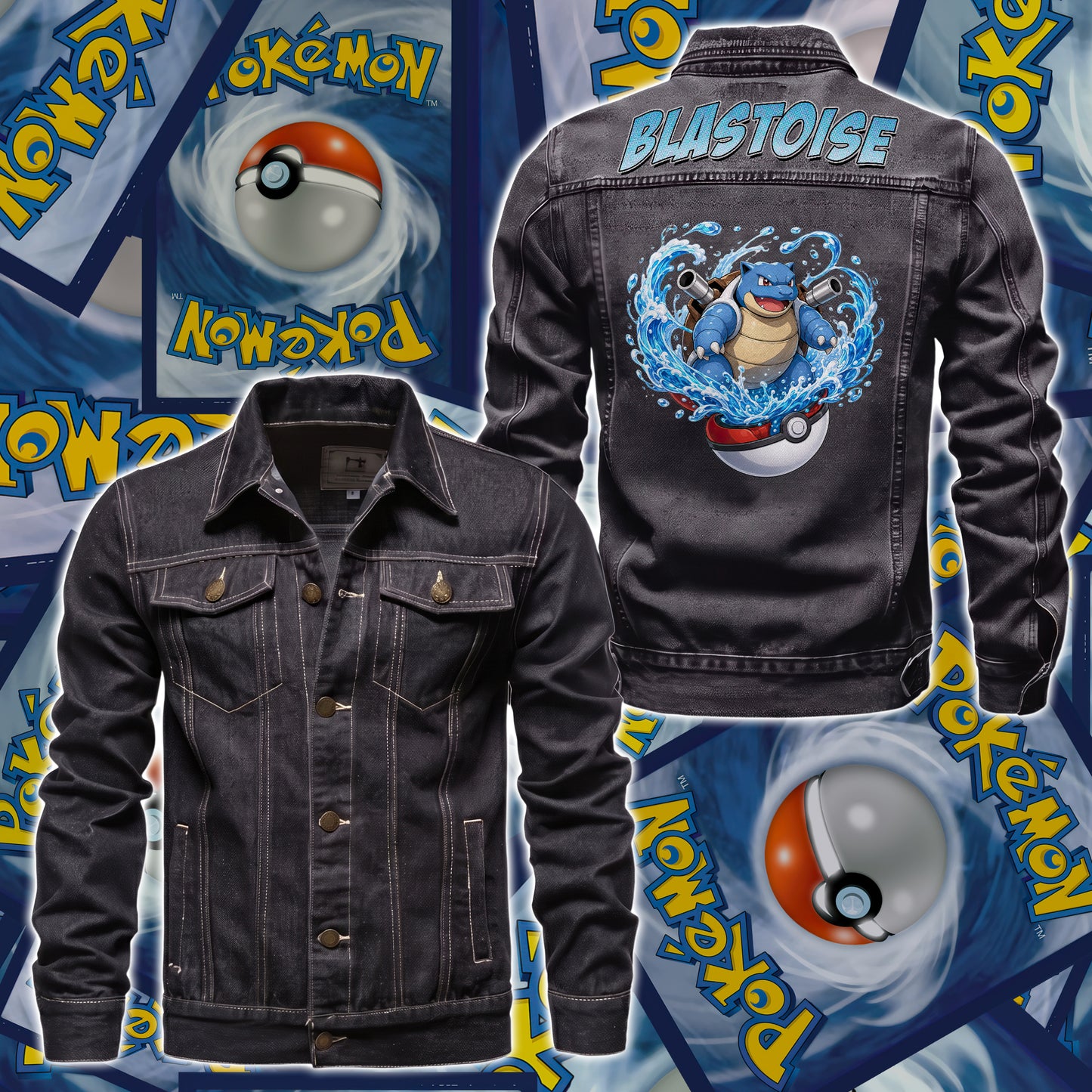 PKM Blastoise Custom Lightweight Denim Jacket