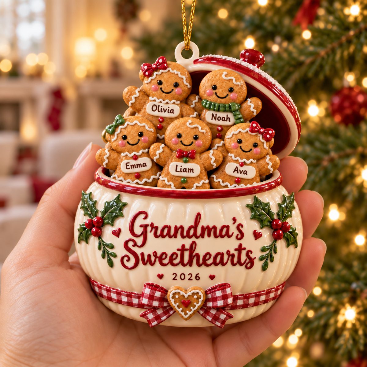 Personalized Custom Name Grandma's Sweethearts Acrylic Ornament – Custom Name Holiday Gift