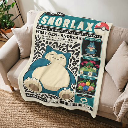 PKM Snorlax Evolution Retro Fleece Blanket