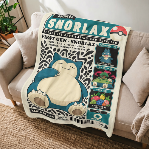 PKM Snorlax Evolution Retro Fleece Blanket