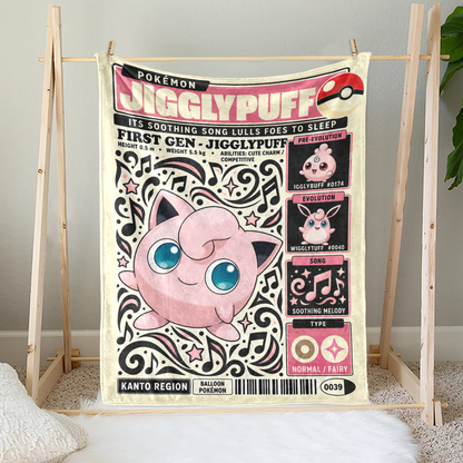 PKM Jugglypuff Evolution Retro Fleece Blanket