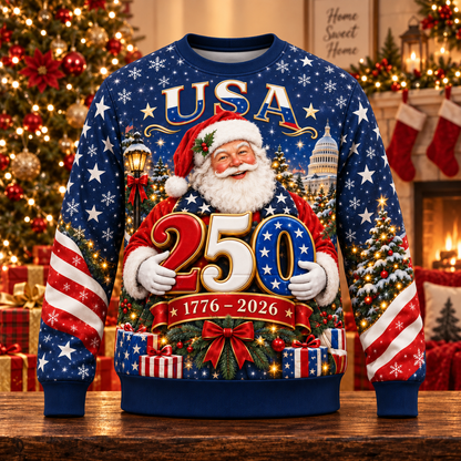 Christmas 250th USA Anniversary AOP T-Shirt Sweatshirt Hoodie