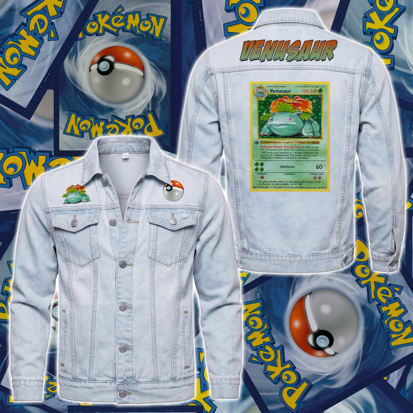 PKM Venusaur Custom Lightweight Denim Jacket