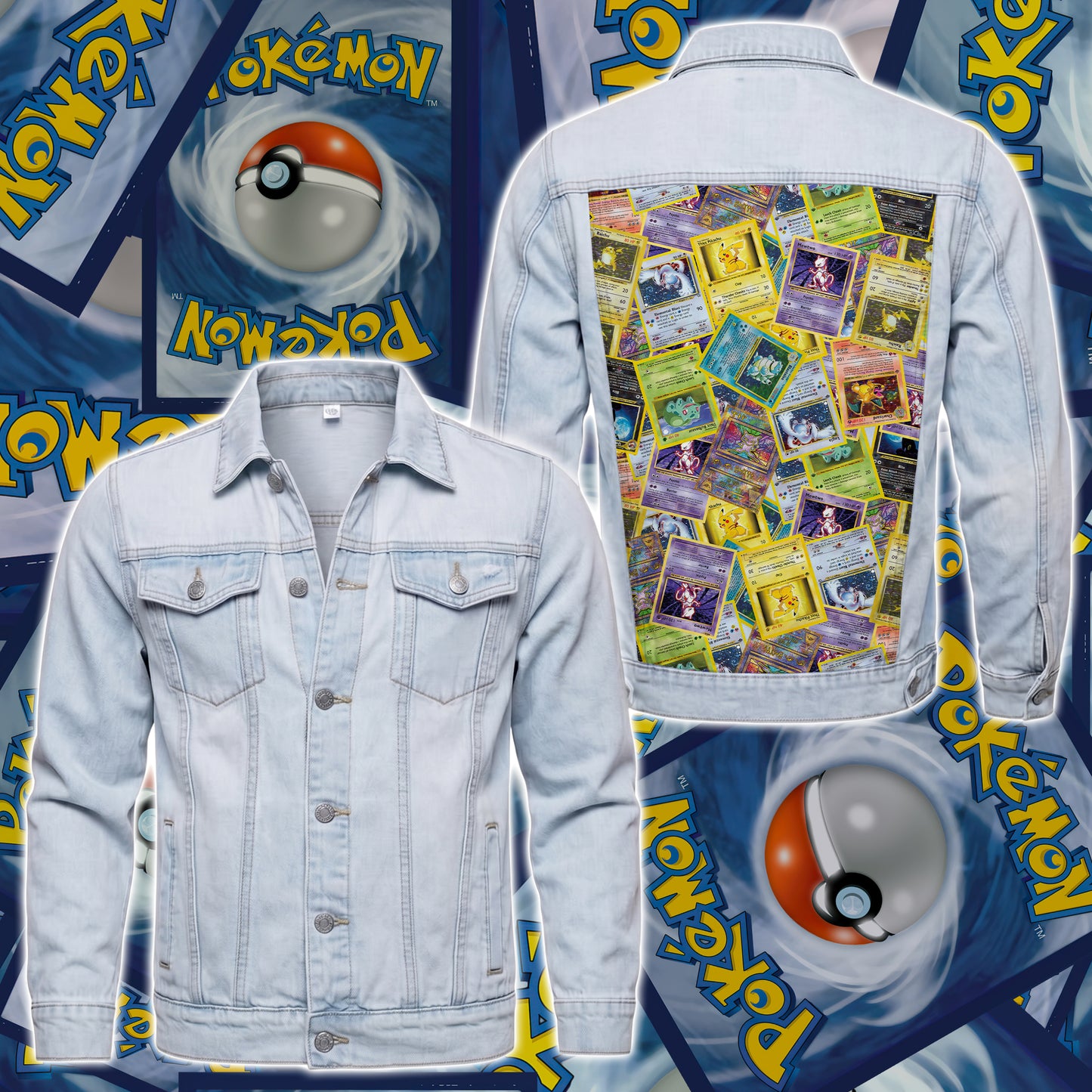 PKM Cards Collector Custom Lightweight Denim Jacket