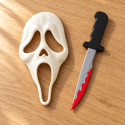 Ghostface Hair Slide with Knife-Shaped Hair Stick – Halloween Hair Accessory, Horror Fan Gift