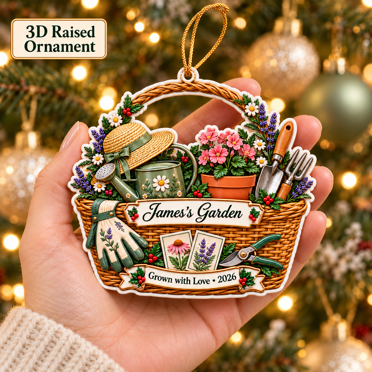Personalized 3D Raised Acrylic Gardening Custom Name Ornament