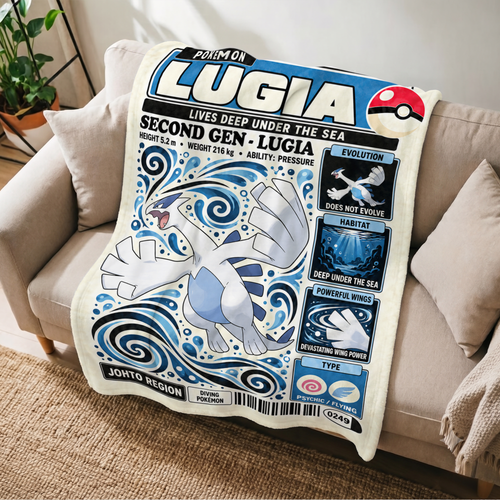 PKM Lugia Evolution Retro Fleece Blanket