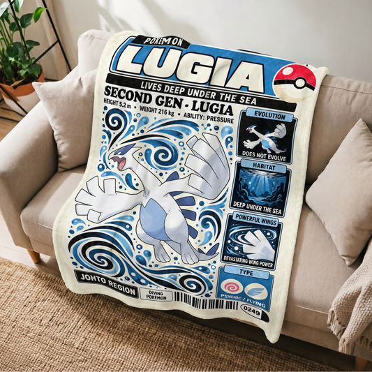 PKM Lugia Evolution Retro Fleece Blanket