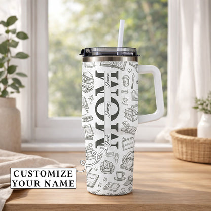 Book Lovers Mom Turn The Pages - Personalized 40oz Tumbler
