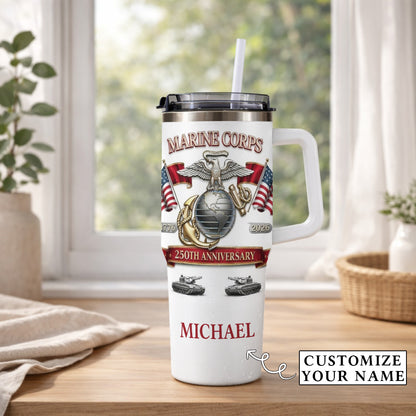 USA 250th Anniversary Marine Corp - Custom Name 40oz Tumbler