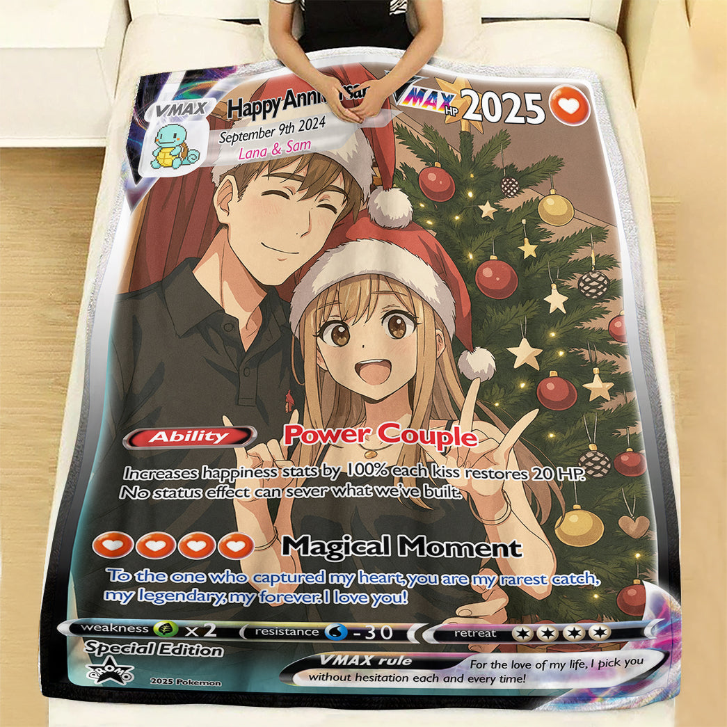 Personalized Pokémon-Inspired Couple Photo Card - Anniversary Edition