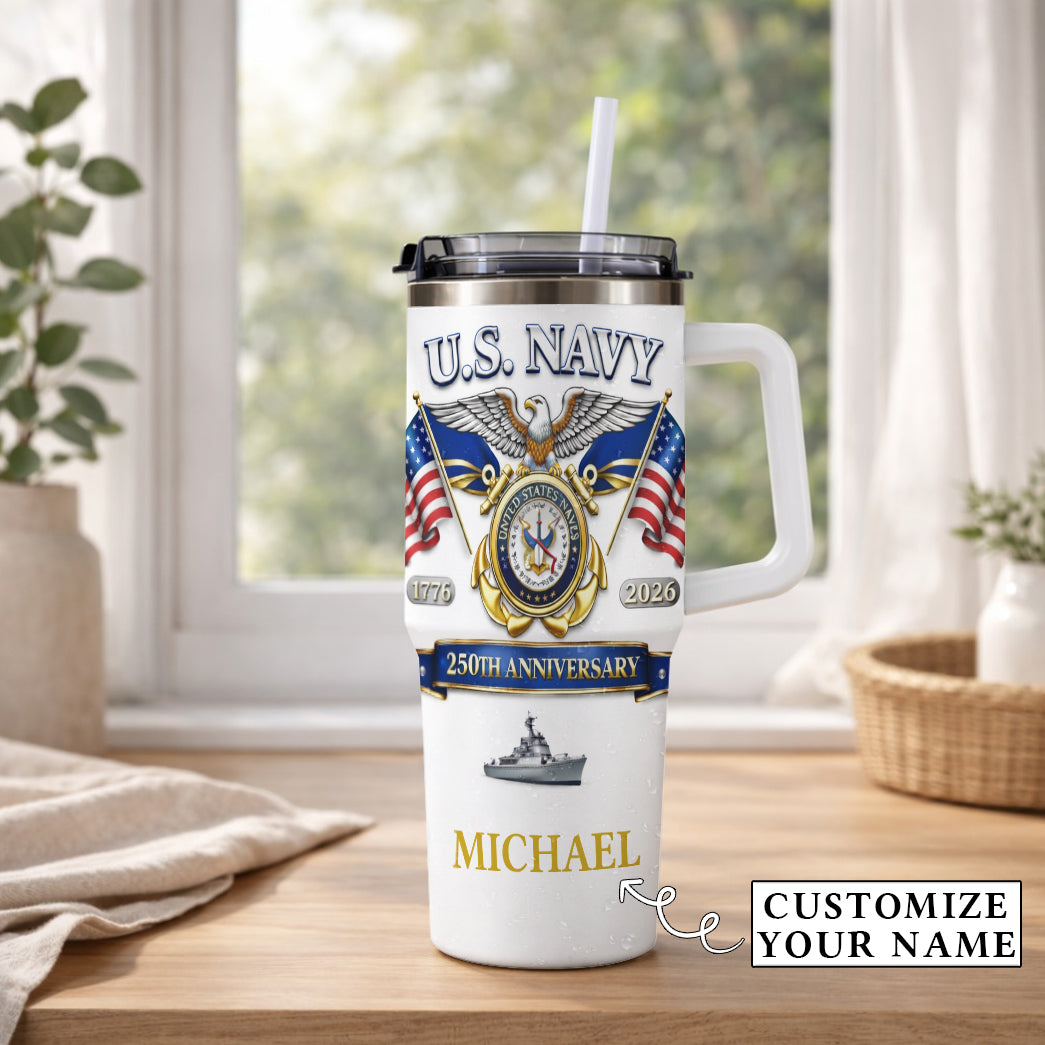 USA 250th Anniversary U.S. Navy - Custom Name 40oz Tumbler
