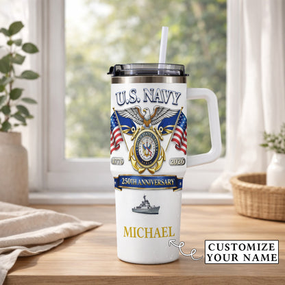 USA 250th Anniversary U.S. Navy - Custom Name 40oz Tumbler