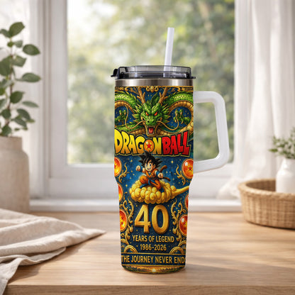 Dragon Anime Legend 40th Anniversary Tumbler, 1986–2026 Adventure Inspired Travel Cup, Fantasy Dragon Stainless Tumbler With Handle