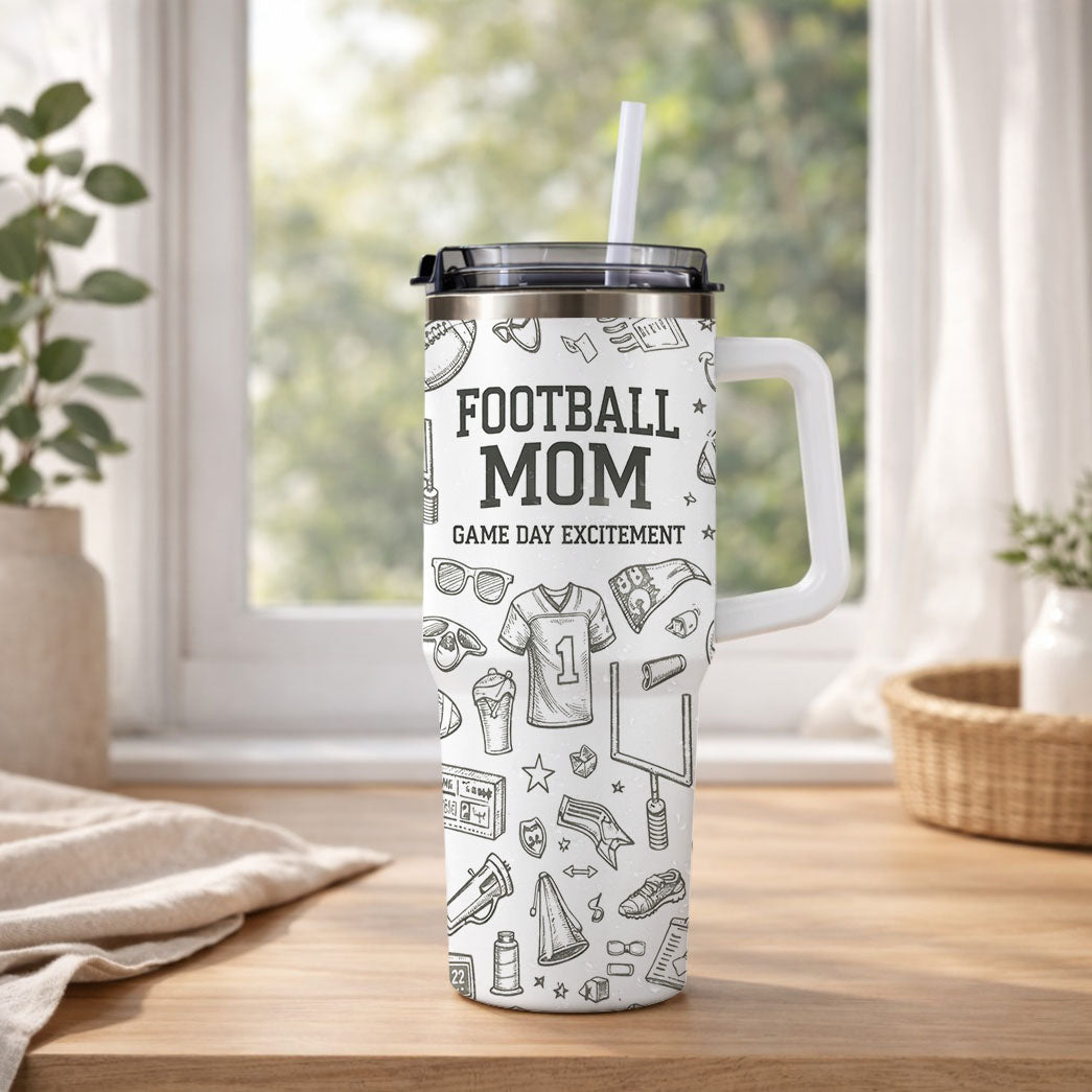Football Mom Game Day Excitement - Personalized 40oz Tumbler