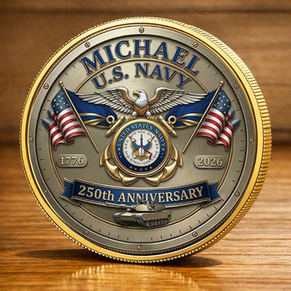 USA 250th Anniversary U.S. Navy - Custom Name Printed Commemorative Coin