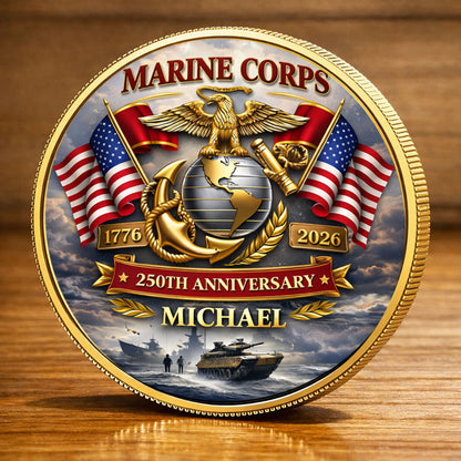 USA 250th Anniversary U.S. Marine Corps - Custom Name Printed Commemorative Coin