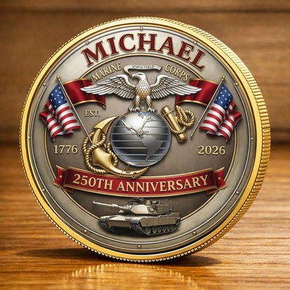 USA 250th Anniversary U.S. Marin Corps- Custom Name Printed Commemorative Coin