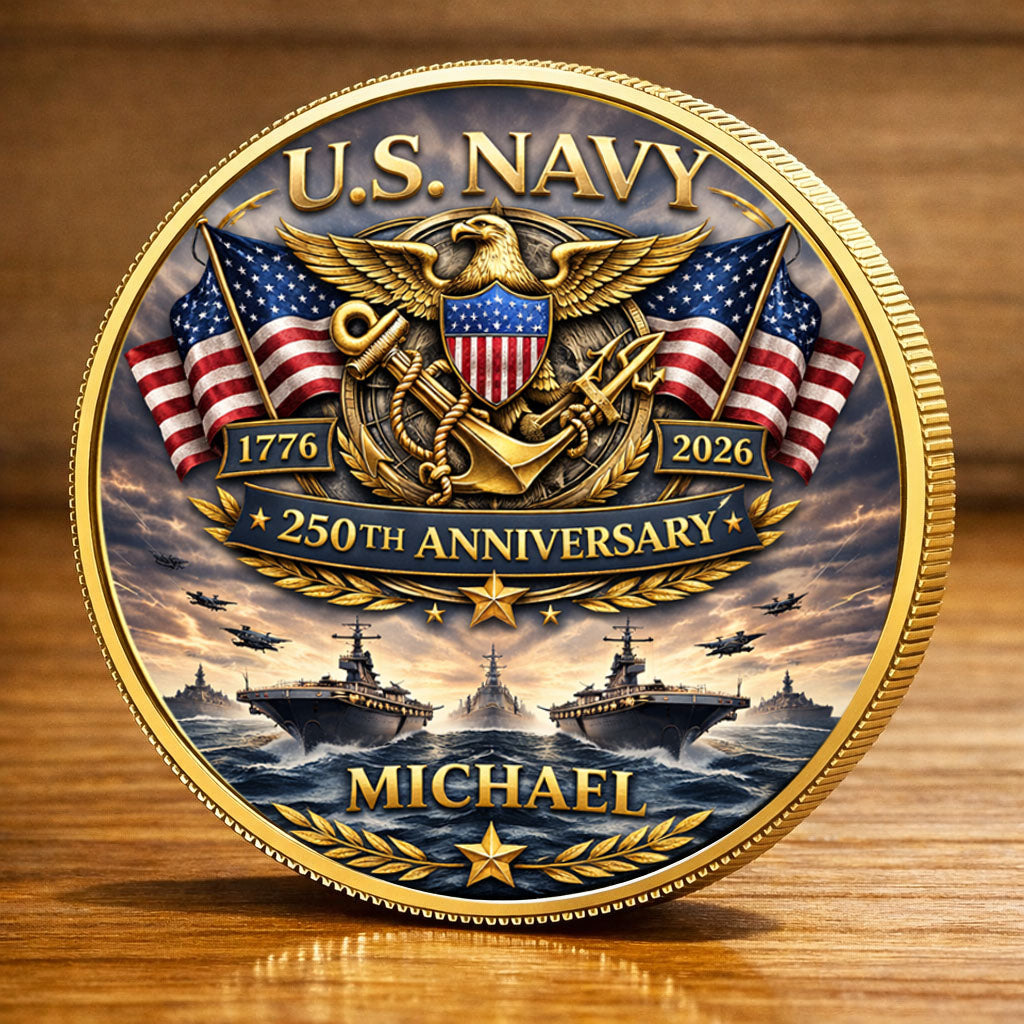 USA 250th Anniversary U.S. Navy - Custom Name Printed Commemorative Coin
