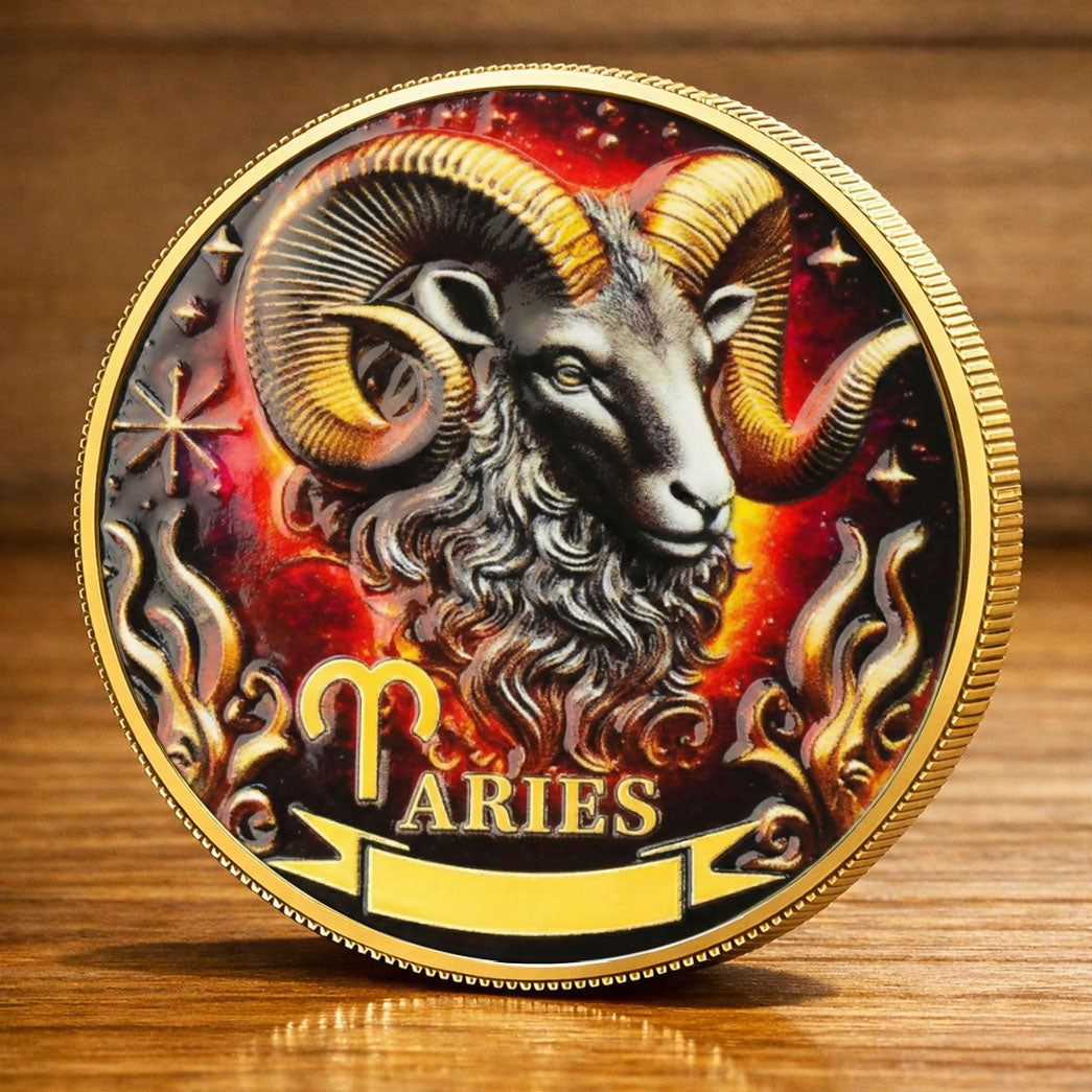 Tarot Zodiac Aries Sign Printed Commemorative Coin