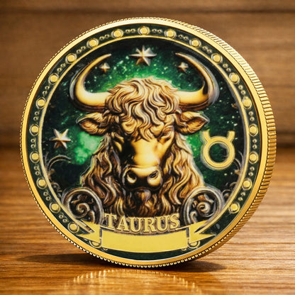 Tarot Zodiac Taurus Sign Printed Commemorative Coin