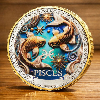 Tarot Zodiac Pisces Sign Printed Commemorative Coin