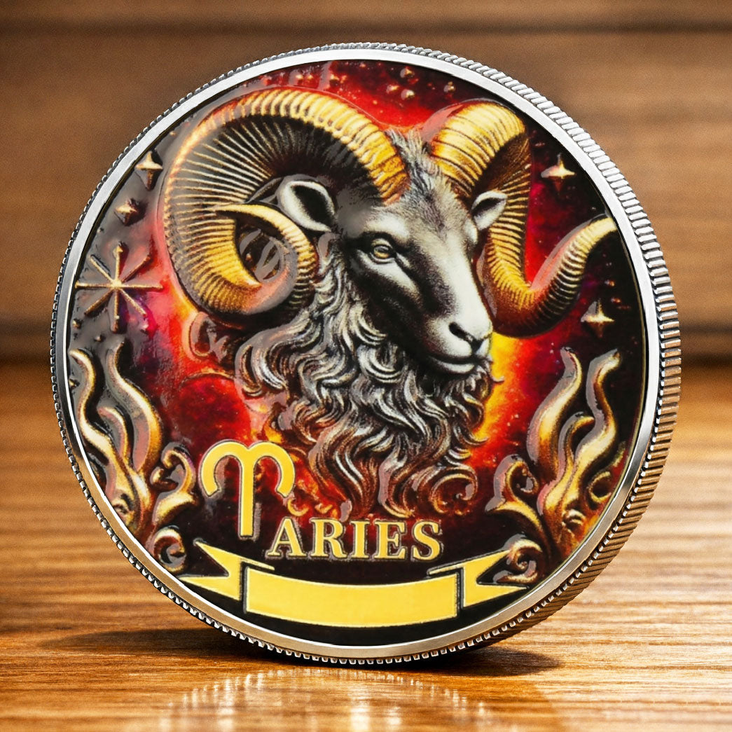 Tarot Zodiac Aries Sign Printed Commemorative Coin