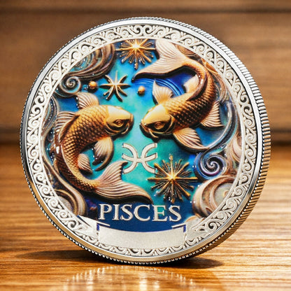 Tarot Zodiac Pisces Sign Printed Commemorative Coin