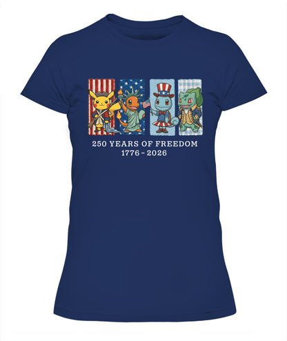 Pokemon 250 Years of Freedom 1776–2026 Patriotic Printed Graphic Quarter-Zip Sweatshirt, Hoodie Sweatshirt T-Shirt